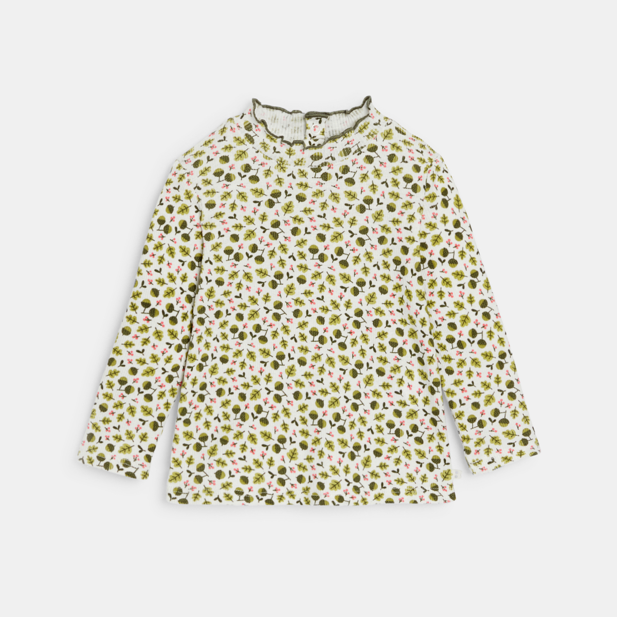 تيشيرت كوت مسطح وياقة متموّجة باللون الأخضر للفتيات الرضع. تيشيرت كوت مسطح وياقة متموّجة باللون الأخضر للفتيات الرضع.