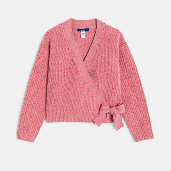بلوفر خفيف من قماش التريكو المضلع، اللون وردي للفتيات بلوفر خفيف من قماش التريكو المضلع، اللون وردي للفتيات