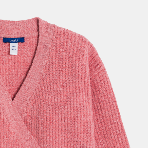 بلوفر خفيف من قماش التريكو المضلع، اللون وردي للفتيات بلوفر خفيف من قماش التريكو المضلع، اللون وردي للفتيات