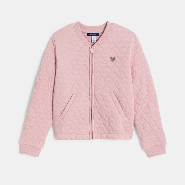 سترة للفتيات من الميلتون المبطن عليها قلب، اللون وردي،  سترة للفتيات من الميلتون المبطن عليها قلب، اللون وردي،