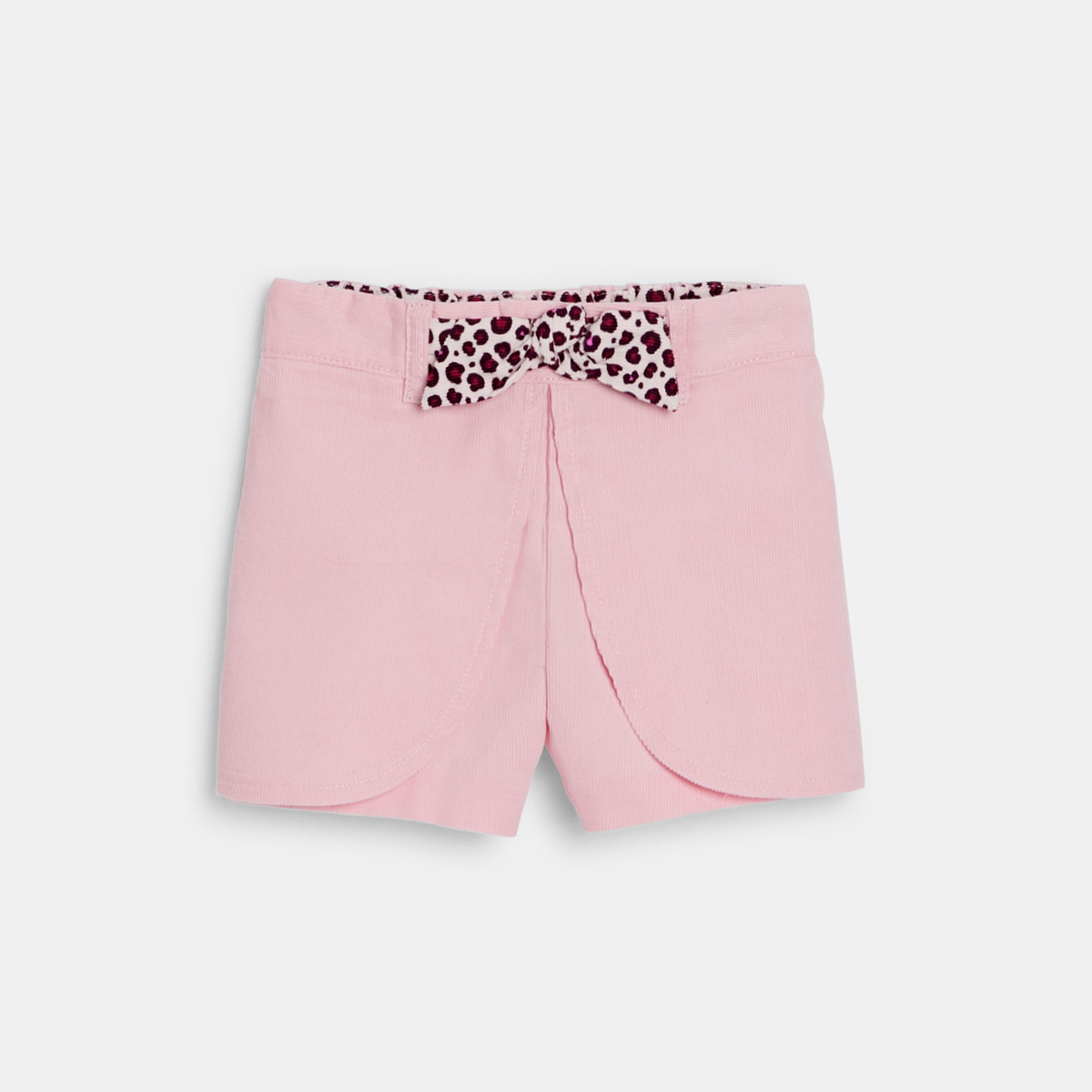 Short à pans velours côtelé rose clair bébé fille Short à pans velours côtelé rose clair bébé fille