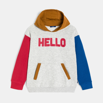سويت شيرت بغطاء رأس باللون الرمادي للأولاد.