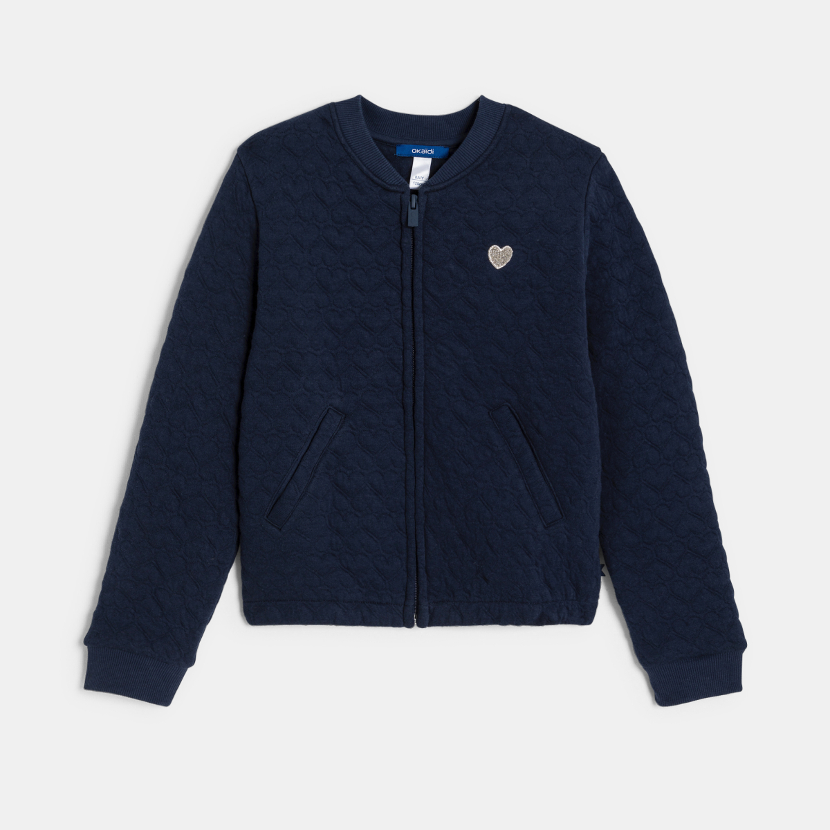 سترة للفتيات من الميلتون المبطن عليها قلب، اللون أزرق داكن سترة للفتيات من الميلتون المبطن عليها قلب، اللون أزرق داكن