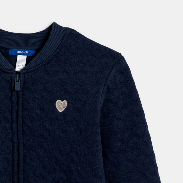 سترة للفتيات من الميلتون المبطن عليها قلب، اللون أزرق داكن سترة للفتيات من الميلتون المبطن عليها قلب، اللون أزرق داكن