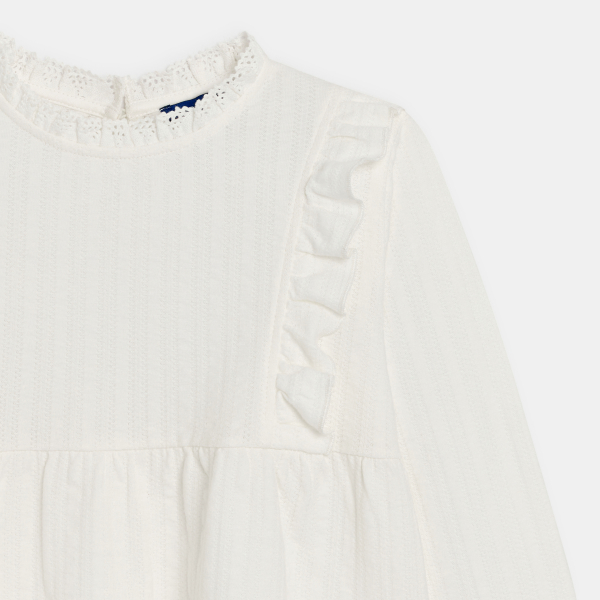 بلوزة رومانسية بكشكش، باللون الأبيض للفتيات بلوزة رومانسية بكشكش، باللون الأبيض للفتيات