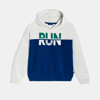 سويت شيرت بغطاء رأس من لونين، باللون الأزرق للأولاد