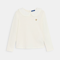 T-shirt manches longues col Claudine blanc Fille