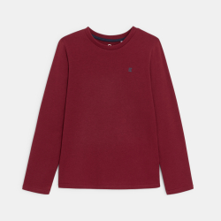 T-shirt manches longues uni rouge Garçon
