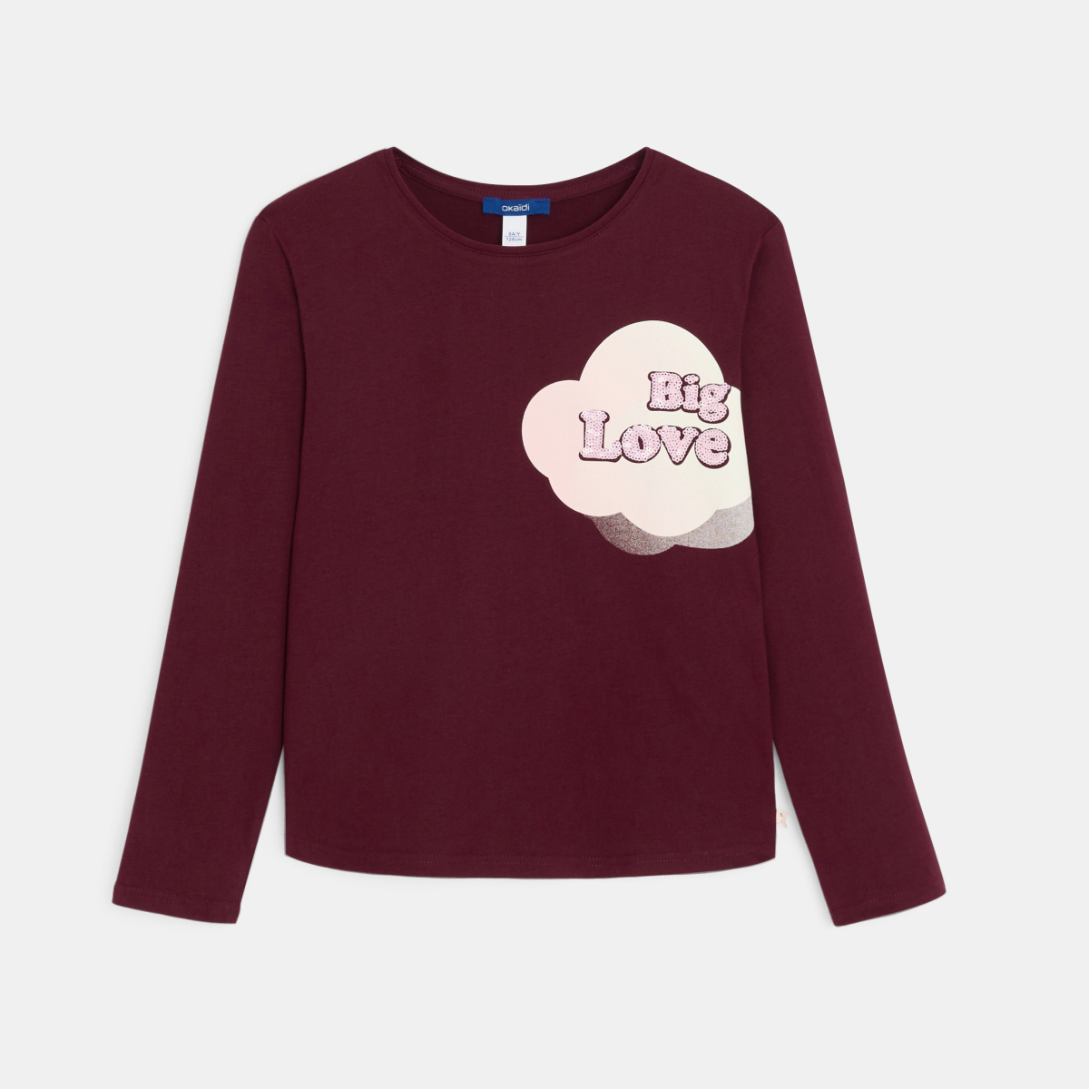 تيشيرت بأكمام طويلة مزين برسالة مطبوعة، باللون البنفسجي الفاتح للفتيات تيشيرت بأكمام طويلة مزين برسالة مطبوعة، باللون البنفسجي الفاتح للفتيات