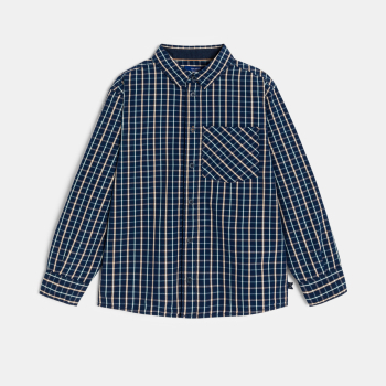 Chemise à carreaux bleu marine Garçon