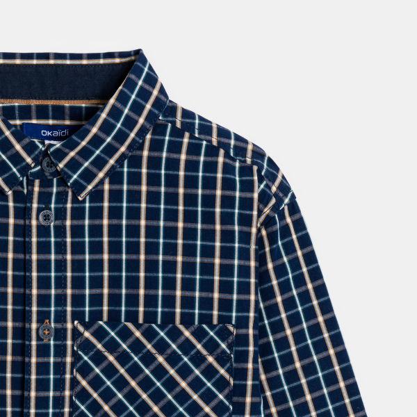 قميص بمربعات أزرق داكن للأولاد قميص بمربعات أزرق داكن للأولاد