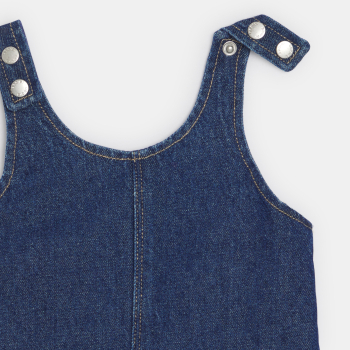 فستان سالوبيت من الدنيم وباللون الأزرق، للفتيات الصغيرات