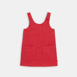 فستان سالوبيت باللون الأحمر، من الدنيم، للفتيات الصغيرات