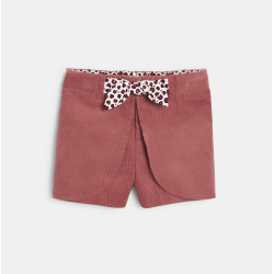 Short à pans velours côtelé rose bébé fille