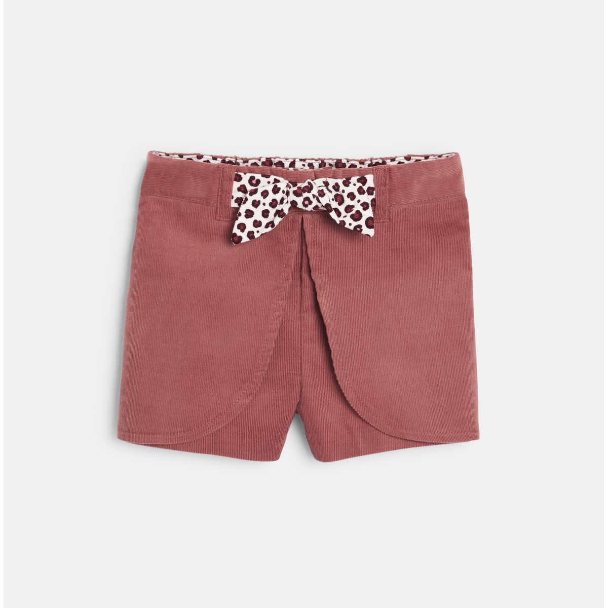 Short à pans velours côtelé rose bébé fille Short à pans velours côtelé rose bébé fille