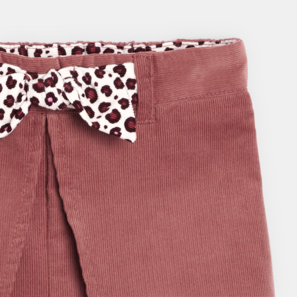 Short à pans velours côtelé rose bébé fille Short à pans velours côtelé rose bébé fille