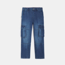 بنطلون جينز كارجو أزرق باهت للأولاد