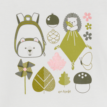 تيشرت بأكمام طويلة برسوم غابة واللون الخضر للفتيات الصغيرات