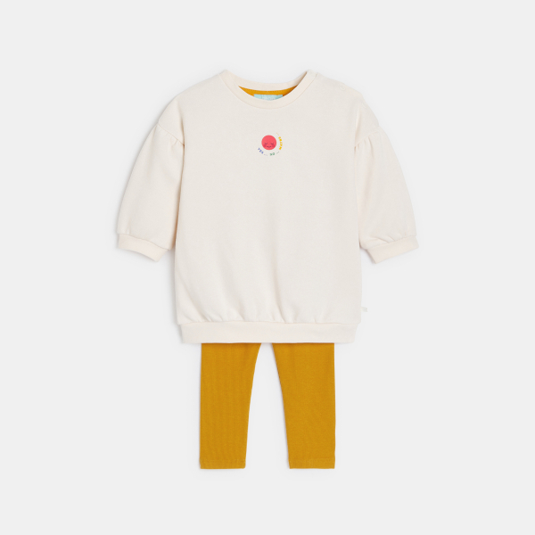 فستان مصنوع من الصوف الناعم مع بنطلون ليجنز، باللون الأبيض للفتيات الصغيرات فستان مصنوع من الصوف الناعم مع بنطلون ليجنز، باللون الأبيض للفتيات الصغيرات