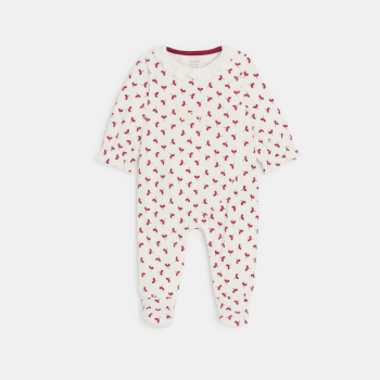 Dors-bien velours fleurs blanc bébé fille