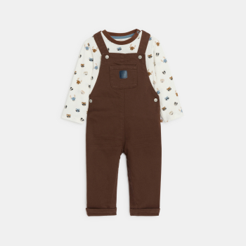 Salopette et t-shirt marron bébé garçon
