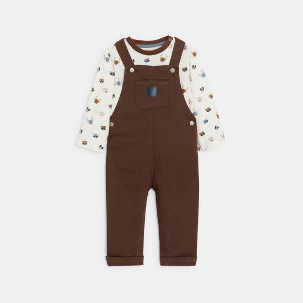 Salopette et t-shirt marron bébé garçon Salopette et t-shirt marron bébé garçon