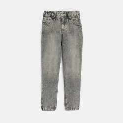 Jean à taille élastiquée gris Fille