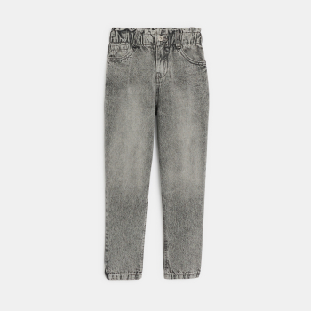 Jean à taille élastiquée gris Fille