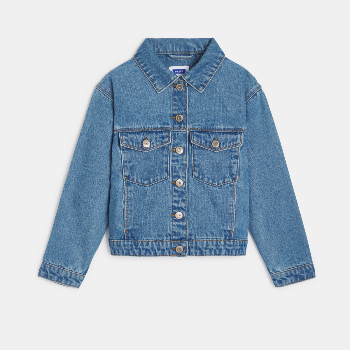 سترة من الجينز زرقاء اللون للفتيات سترة من الجينز زرقاء اللون للفتيات