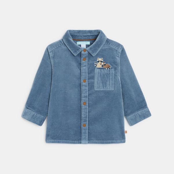 قميص فوقي من القطيفة مضلع أزرق اللون للطفل الصغير قميص فوقي من القطيفة مضلع أزرق اللون للطفل الصغير