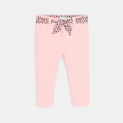 Pantalon velours ceinture léopard rose bébé fille