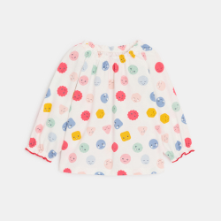 Blouse elastiquée imprimée rose bébé fille