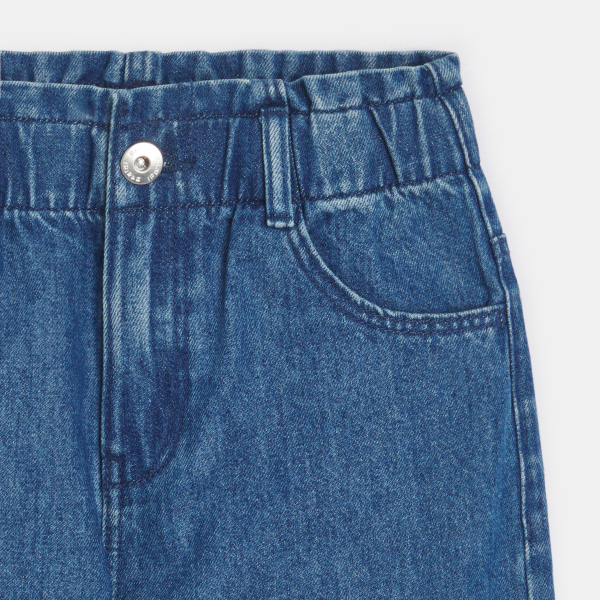 بنطلون جينز بخصر مطاطي أرزق اللون للفتيات بنطلون جينز بخصر مطاطي أرزق اللون للفتيات