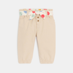 Pantalon ceinture fantaisie beige bébé fille