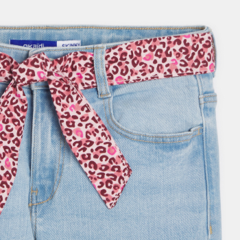 Jean skinny ceinturé léopard Fille