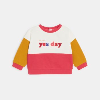 سويت شيرت ميلتون، وردي اللون، مطبوع عليه رسالة، للطفلة الصغيرة