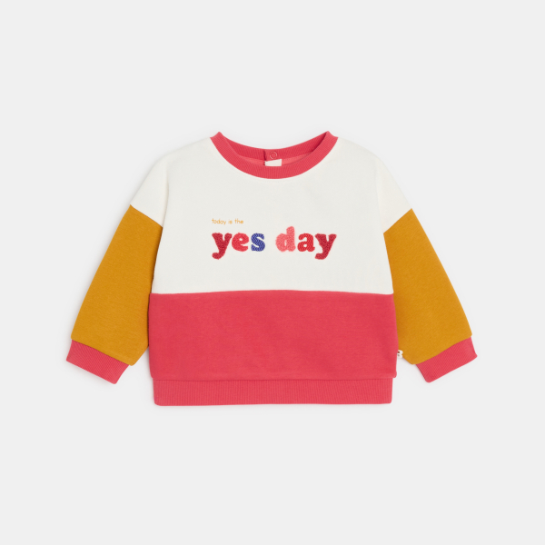 سويت شيرت ميلتون، وردي اللون، مطبوع عليه رسالة، للطفلة الصغيرة سويت شيرت ميلتون، وردي اللون، مطبوع عليه رسالة، للطفلة الصغيرة