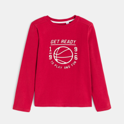 T-shirt manches longues à message rouge Garçon