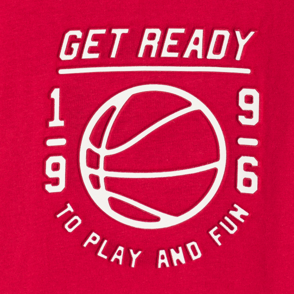 تيشرت بأكمام طويلة مزين برسالة، باللون الأحمر للأولاد تيشرت بأكمام طويلة مزين برسالة، باللون الأحمر للأولاد