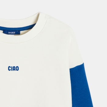 سويت شيرت بتصميم ألوان متداخلة من الصوف الناعم، باللون الأخضر للأولاد.