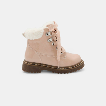 Bottes hiver fourrées vernies rose bébé fille