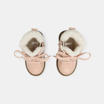 Bottes hiver fourrées vernies rose bébé fille