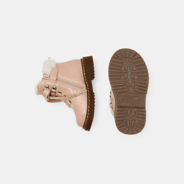 Bottes hiver fourrées vernies rose bébé fille Bottes hiver fourrées vernies rose bébé fille