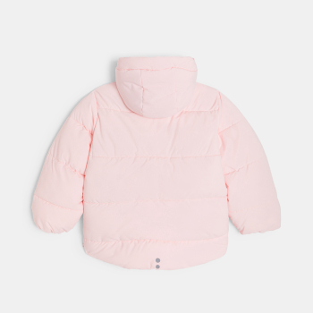 Doudoune doublée polaire à capuche rose pastel Fille