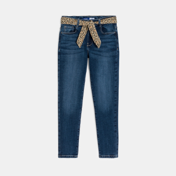 Jean skinny ceinturé bleu Fille