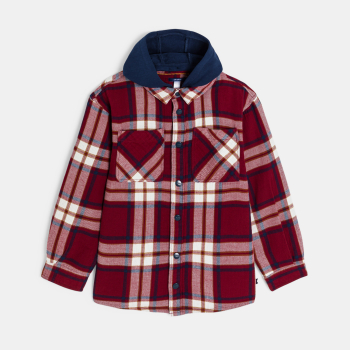 Surchemise à carreaux avec capuche rouge Garçon