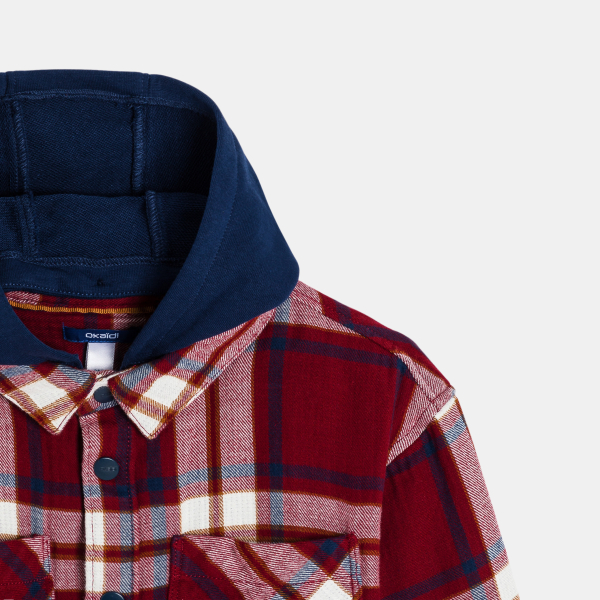 قميص فوقي مربعات، بغطاء رأس، أحمر اللون للأولاد قميص فوقي مربعات، بغطاء رأس، أحمر اللون للأولاد