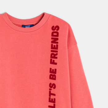 تيشيرت مزين بعبارة، باللون البرتقالي للأولاد