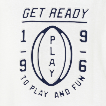 تيشيرت بأكمام طويلة عليه رسالة، باللون الأبيض للأولاد.