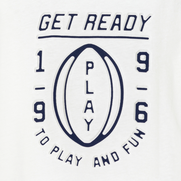 تيشيرت بأكمام طويلة عليه رسالة، باللون الأبيض للأولاد. تيشيرت بأكمام طويلة عليه رسالة، باللون الأبيض للأولاد.